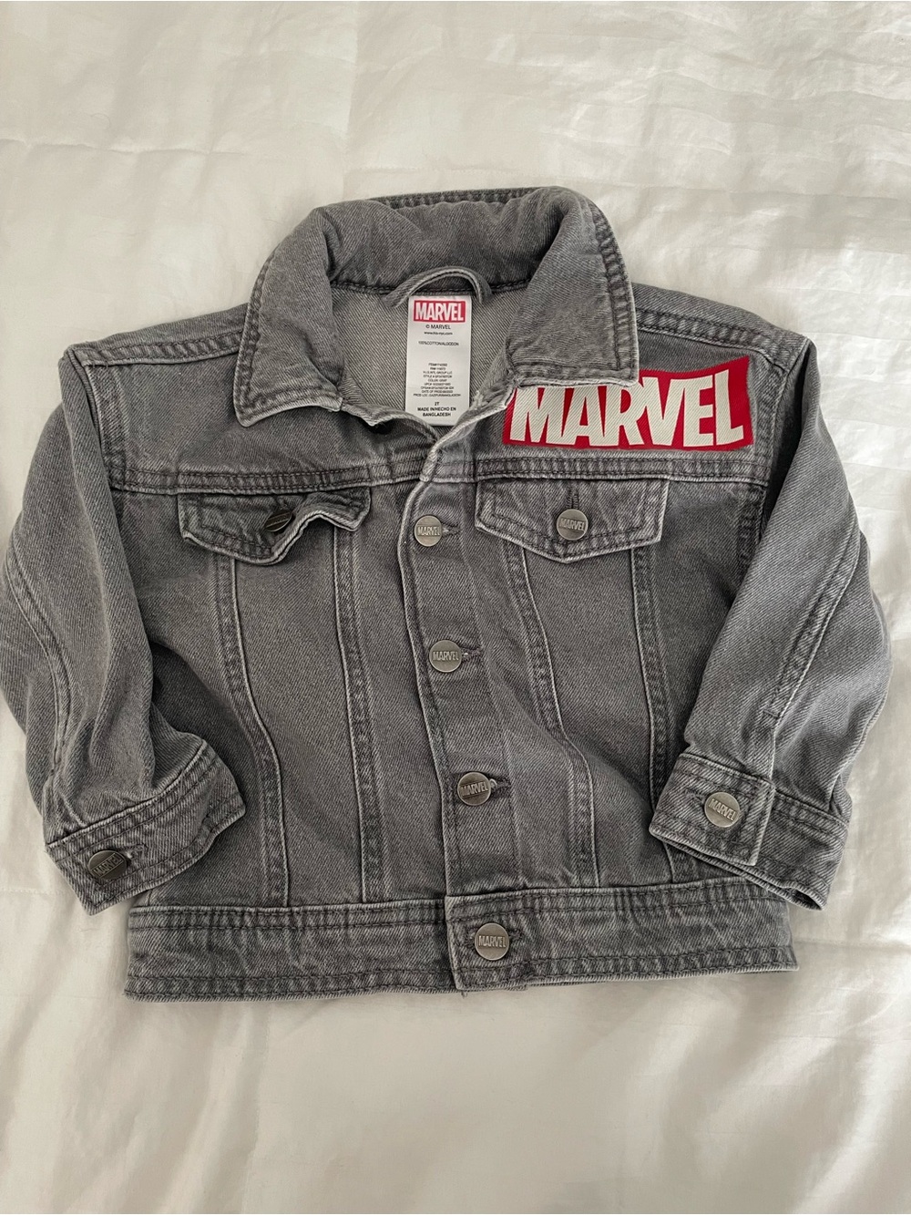 Marvel Kids' Grey Denim Jacket with Logo